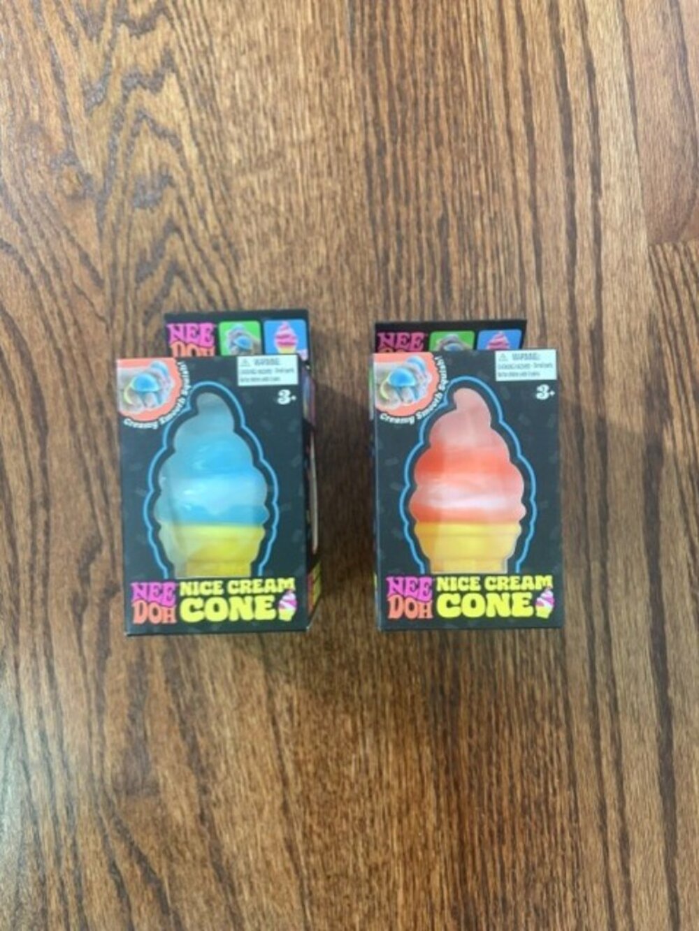 2 Schylling NeeDoh Ice Cream Cone Squishy Stress Ball Fidget Sensory Orange Blue